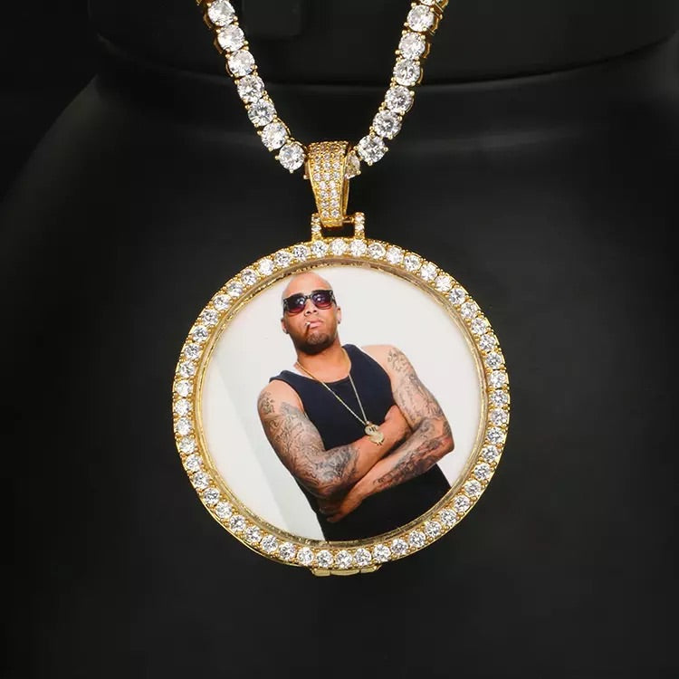 Circle Iced Out Personalized Photo Necklace