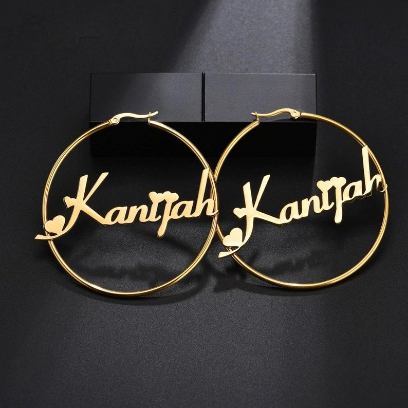 Custom Name Hoop Earrings