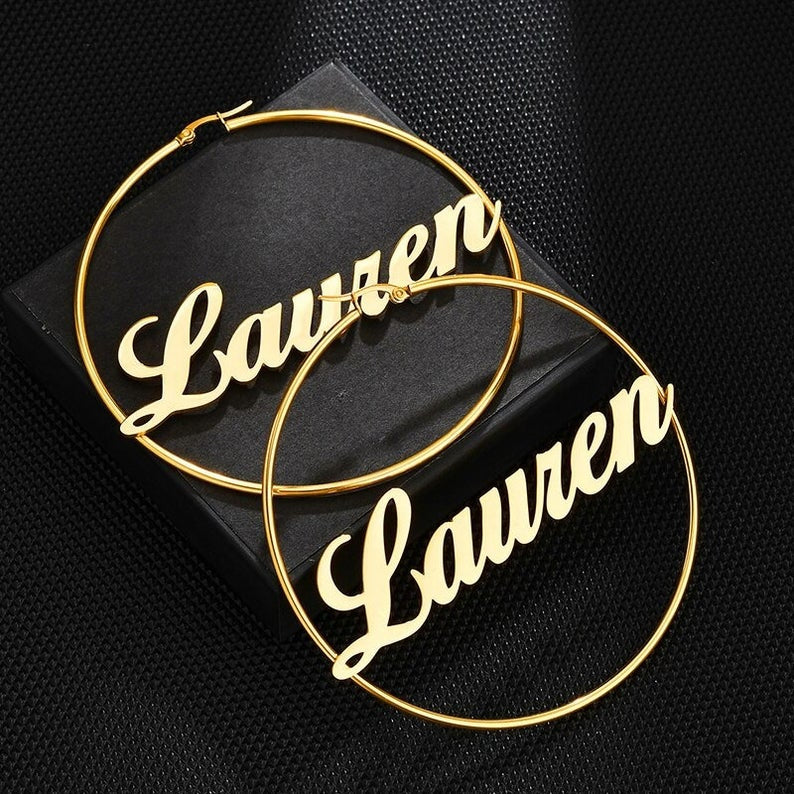 Custom Name Hoop Earrings