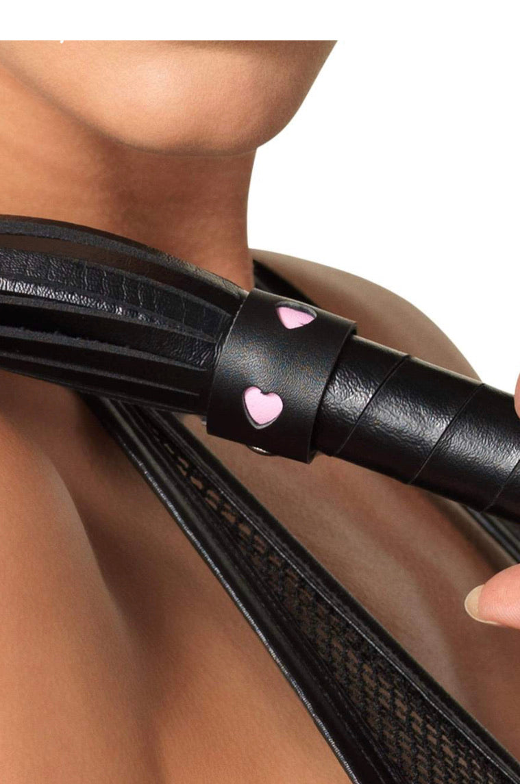 Faux leather flogger with mini heart detail