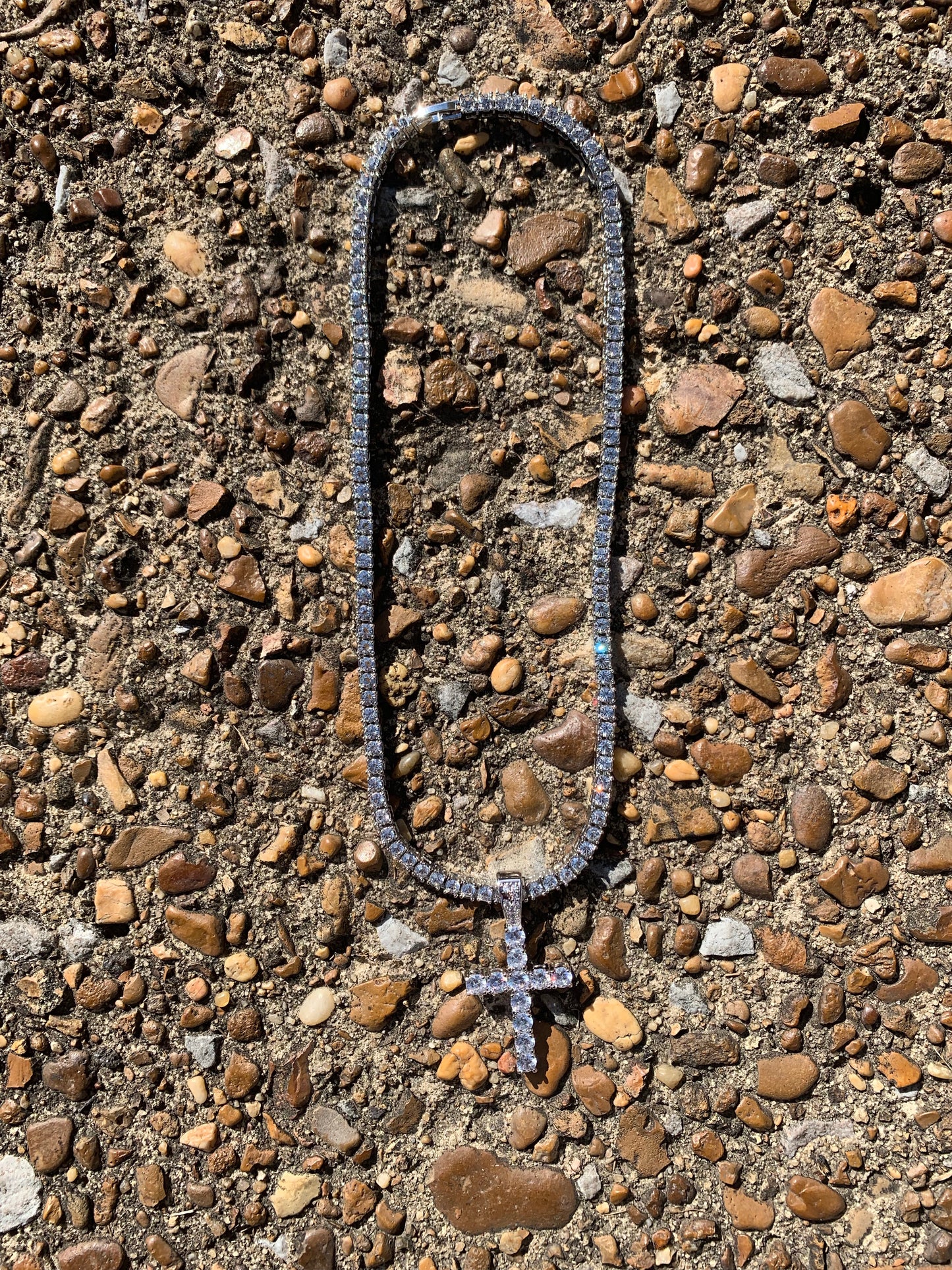 Tennis Chain w/ Diamond Cross