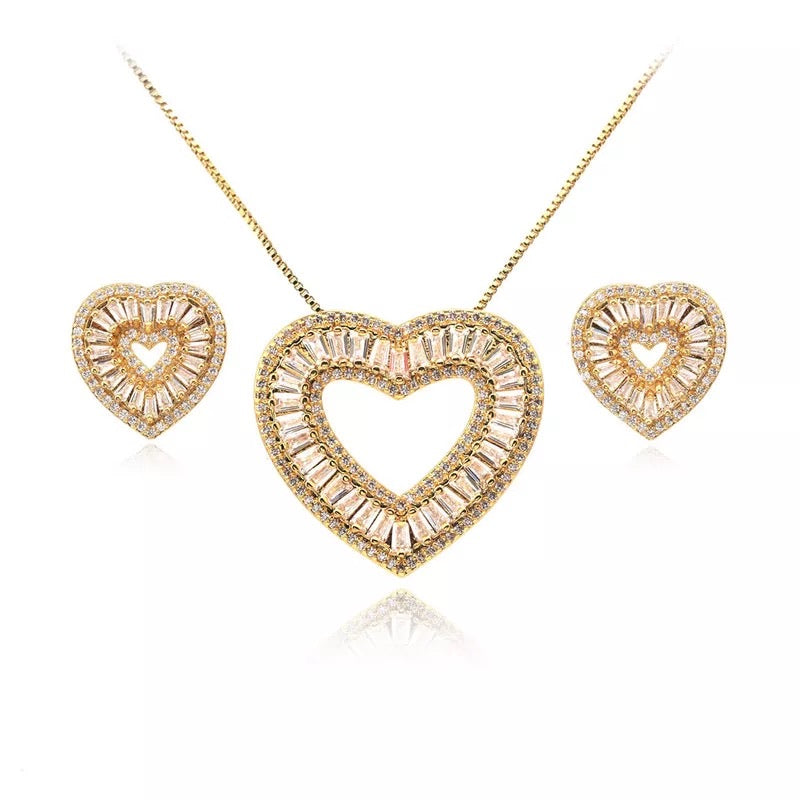 Heart Necklace and Earring Set