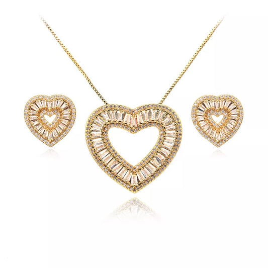 Heart Necklace and Earring Set