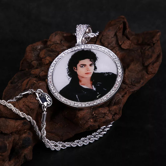 Circle Iced Out Personalized Photo Necklace